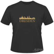 T Shirt Dresden Silhouette Skyline gold auf schwarz